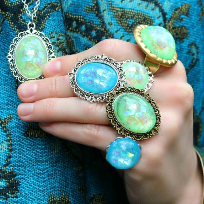 DIY Faux Opals Jewelry